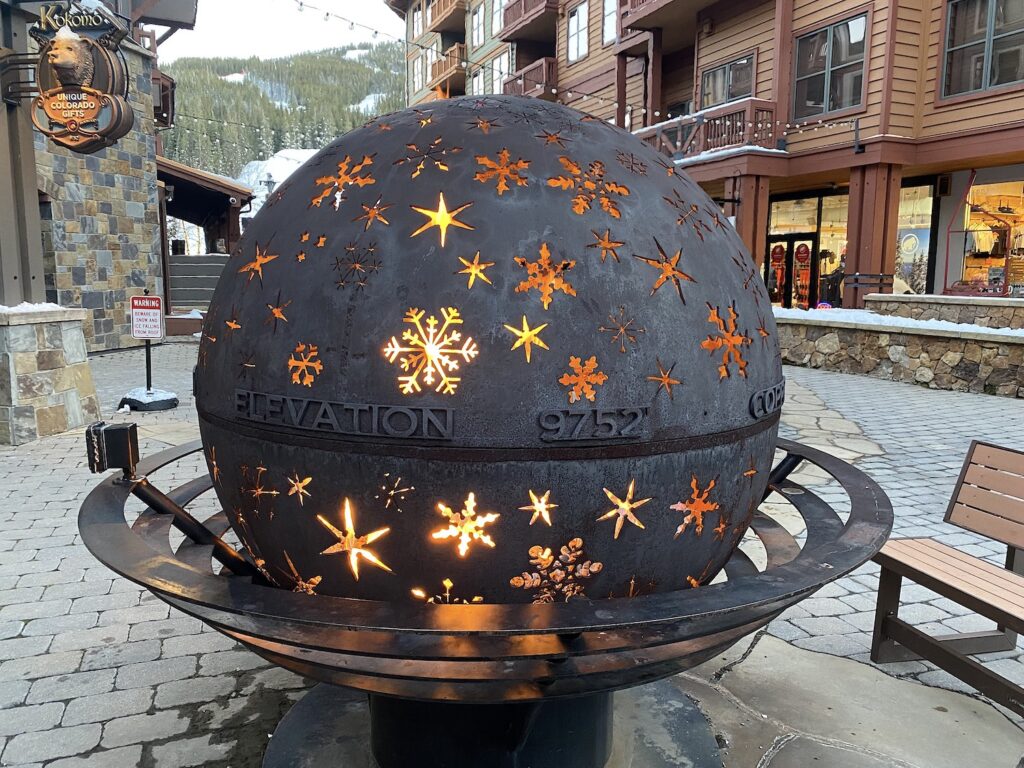 A fireplace globe at a Colorado ski resort.